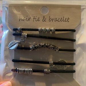 Black and Silver Hair Tie and Bracelet Set